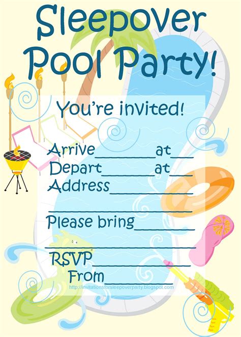 Pool party invitation with palm. 45 Pool Party Invitations | KittyBabyLove.com