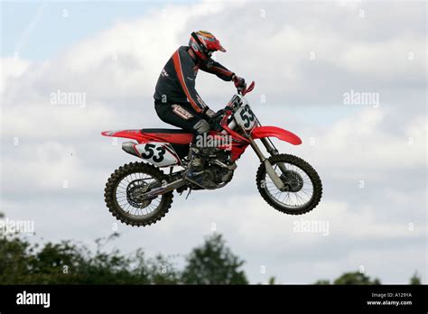 Alan Morgan 53 Jumps His 450 Honda Into A Cloudy Sky At Tandragee