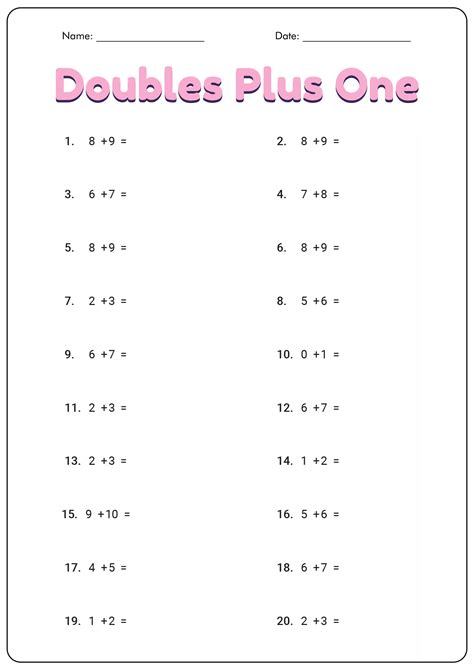 19 Best Images Of Doubles Fact Practice Worksheet Doubles Plus One