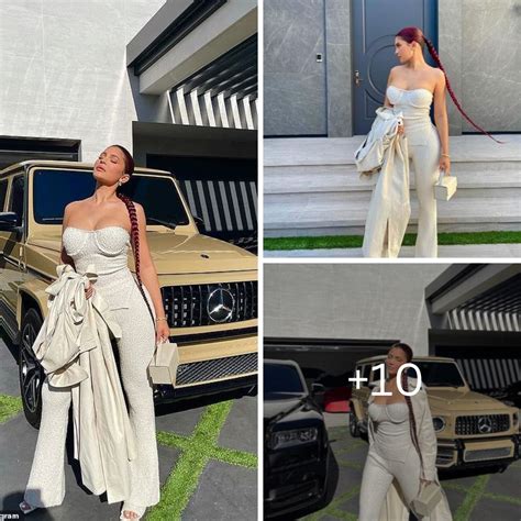 Kylie Jenner Shows Off Her Curve Hugging Cream Ensemble And Ultra Long
