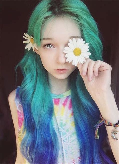 Omg~ Amazing Turquoise Green Ombre Hair Color To Blue