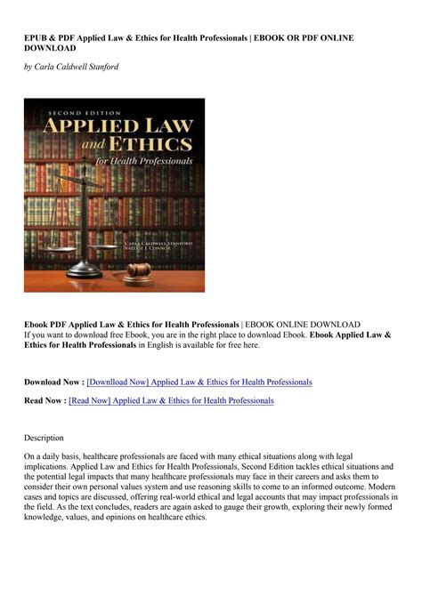 Read Pdf Applied Law Ethics For Health Professionals Carla Caldwell Stanford By Chloekumar