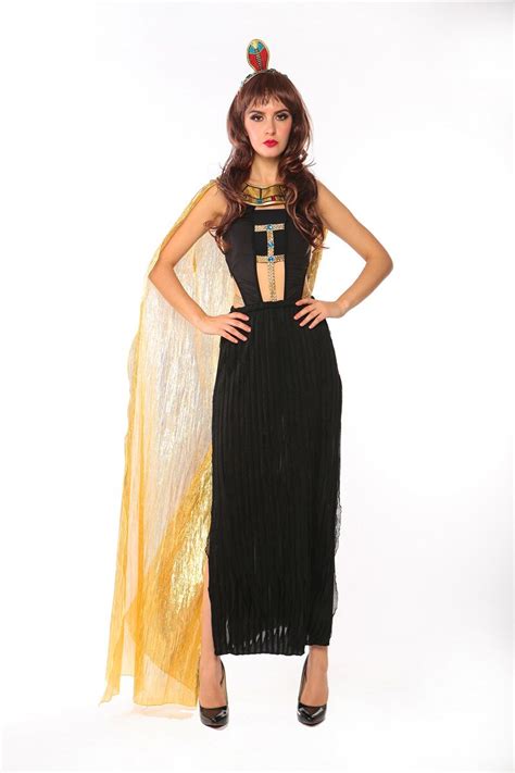 Halloween The Cleopatra Ancient Egypt Queen Gold Trench Dress Adult
