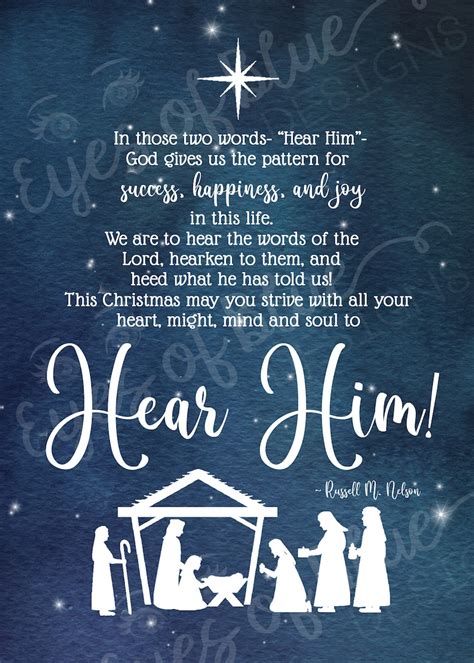 Hear Him Christmas Printable Russell M Nelson Quote Lds Etsy