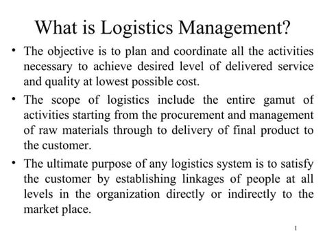 What Is Logistics Management And Its Importance Ppt