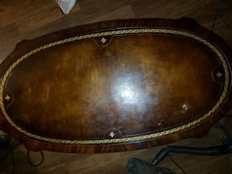 I have been told i need to remove the leather totally but everything i have searched on it they all say to preserve the leather or replace it. Weiman Leather Top coffee table with gold inlay antique ...