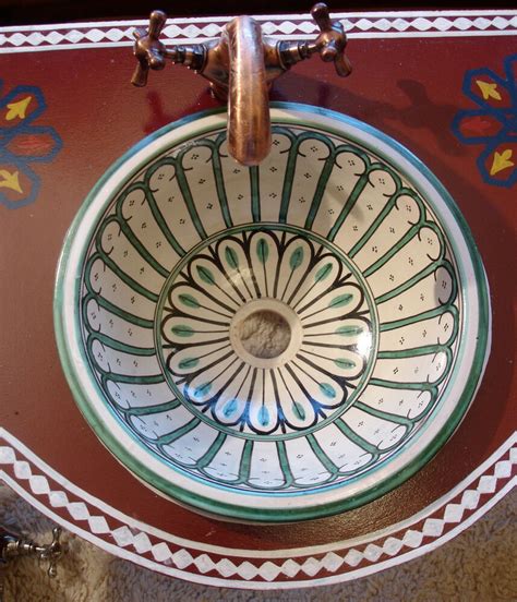Moroccan Hand Painted Turquoise Circular Ceramic Round