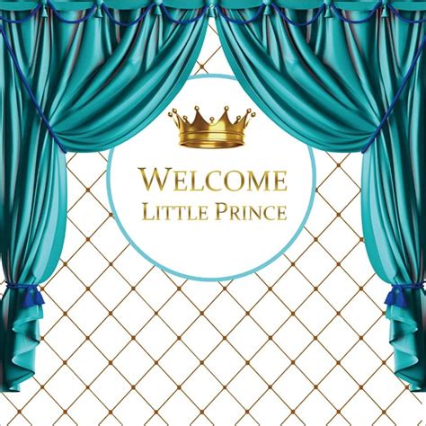 Amazon Csfoto 8 X 8ft背景男の子ベビーシャワーwelcome Little Prince写真バックドロップの豪華な金の