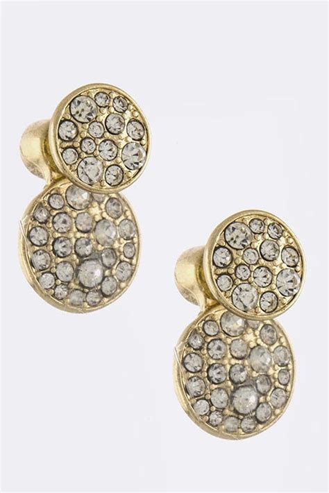 Double Sided Stud Crystal Circle Earrings Jewel Candy
