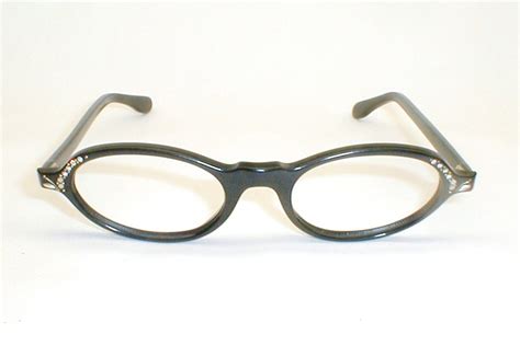 Vintage Womens Cat Eyes Swank Mod Eyeglasses Rhinestones