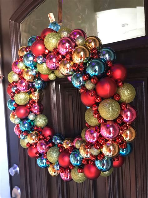 Beautiful Rainbow Christmas Ornament Wreath Loaded With Tons Etsy