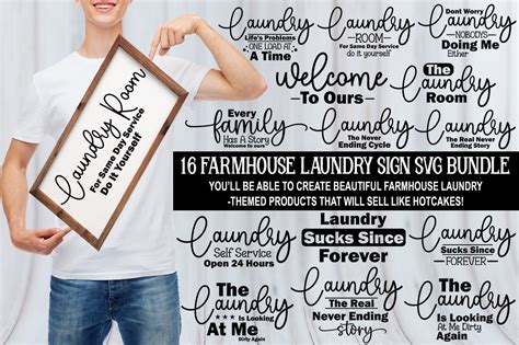 Farmhouse Laundry Sign SVG Bundle Graphic By Designdealy Creative Fabrica