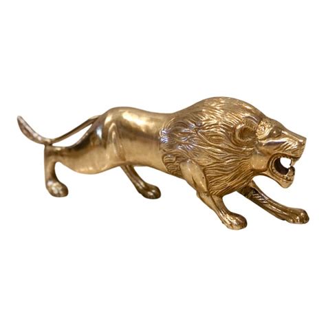 Vintage Brass Lion Statue 13 Chairish