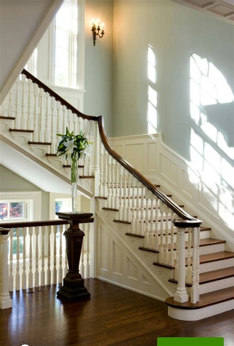 Restored Staircase In Georgian Colonial Home In Toronto Mahogany Rail