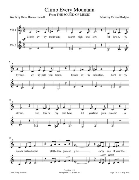Isaiah 2:2 esv / 19 helpful votes. Climb Every Mountain sheet music for Violin download free ...