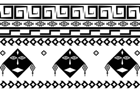 Tribal Face Black And White Abstract Ethnic Geometric Pattern Design