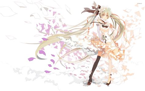 Hatsune Miku In A White Dress Vocaloid Wallpaper Anime Wallpapers