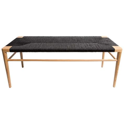 60 Solid Ash And Black Rush Bench By Smilow Furniture At 1stdibs
