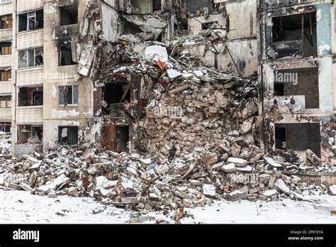 KHARKIV, UKRAINE - Mar. 02, 2023: The scars of war in Ukraine