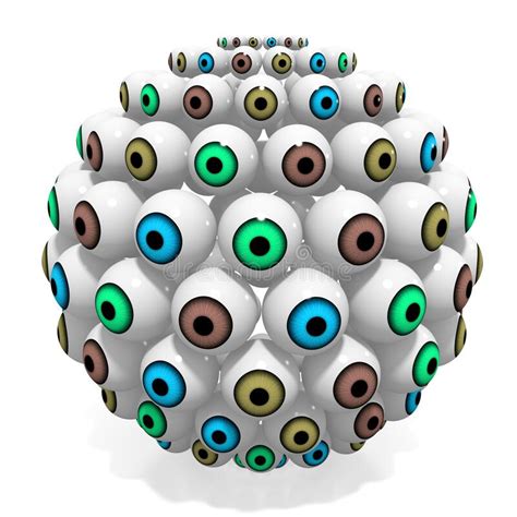 3d Colorful Eyeballs White Background Stock Illustration