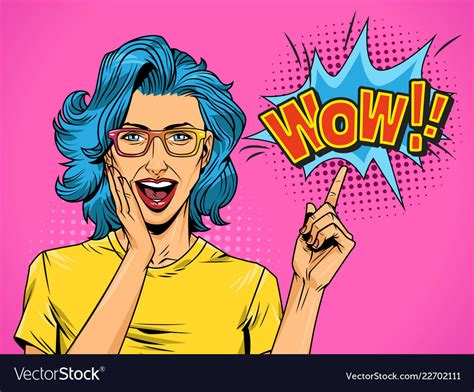 Pop Art Beautiful Surprised Woman Royalty Free Vector Image