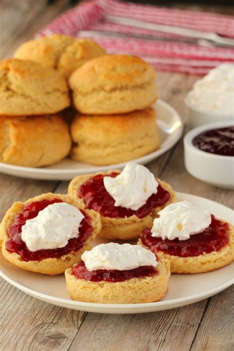 Light And Crumbly Vegan Scones Served With Strawberry Jam And Freshly