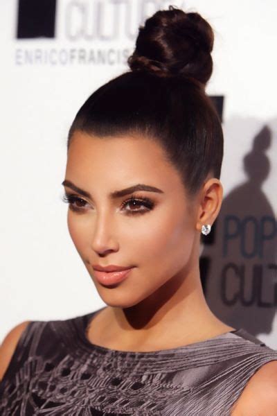 Top Knot Bun In 2020 Kim Kardashian Hair Bun Hairstyles For Long