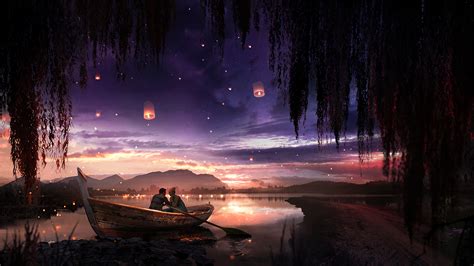 Aesthetic Couple Night Sky Digital Art