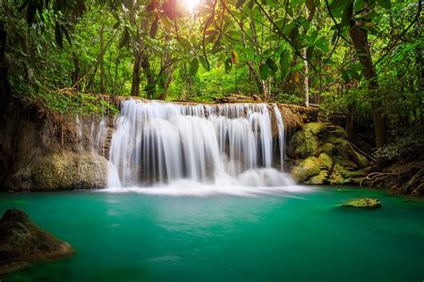Thailand Waterfall In Kanjanaburi Waterfall Wallpaper Forest