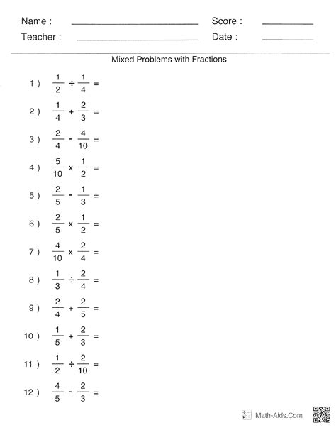 Four Fundamental Operations Worksheets Pdf