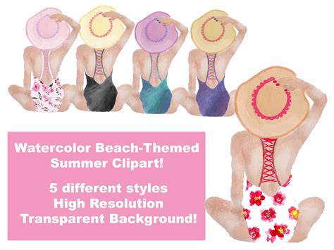 Summer Watercolor Fashion Clipart Summer Clipart Watercolor Fashion