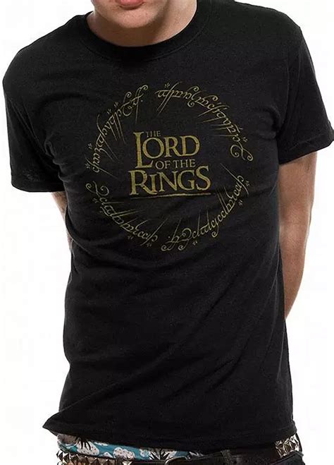 Lord Of The Rings Gold Metallic Logo Unisex T Shirt Kaleidoscope