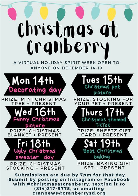 Discovering a special plans has certainly never been much easier. Christmas at Cranberry: A Virtual Spirit Week for the ...