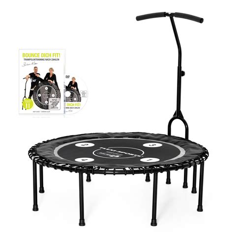 Black • fit trampoline diameter: FLEXI-SPORTS Fitness-Trampolin mit Haltestange & Workout ...