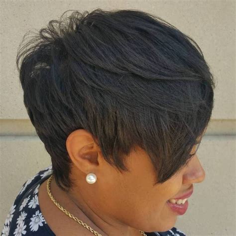 Black Pixie With Long Layered Bangs Short Black Hairstyles Hairstyles