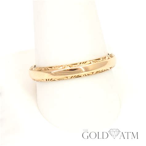 Seller cannot operate the cart. 14K Yellow Gold Hand-Carved Keepsake Wedding Band (Size 11 ...