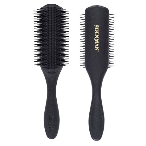 Denman Curly Hair Brush D4 All Black 9 Row Styling Brush