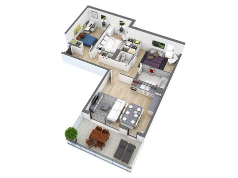 Architects didn't create floor plans with an l shape just because they look good. 25 More 3 Bedroom 3D Floor Plans | Architecture & Design ...