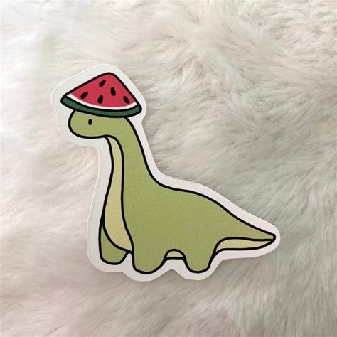 Cute Brontosaurus Dinosaurs Wearing Hats Matte Stickers Etsy Uk