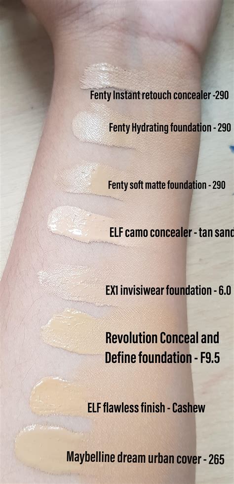Swatches Of Various Foundationsconcealers In Daytime Olivemua