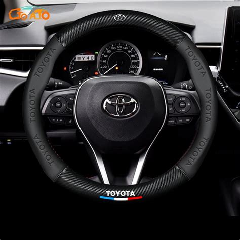 Gtioato Car Carbon Fiber Leather Steering Wheel Cover Suitable For 38cm