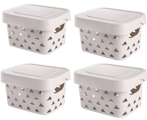 buy topzea 4 pack plastic storage basket with lid lidded storage bin small bathroom countertop