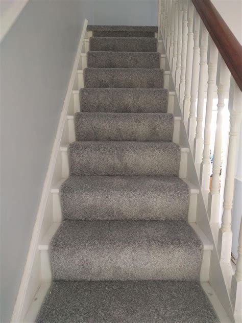 Stairs And Landing Completed With Carpet Stairs Runner In Light Grey