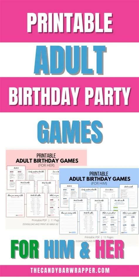 Printable Birthday Games For Adults Add A Little Adventure