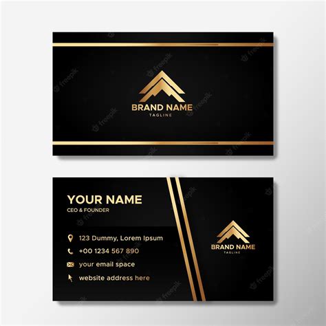 Premium Vector Luxury Business Card Template With Golden Shapes