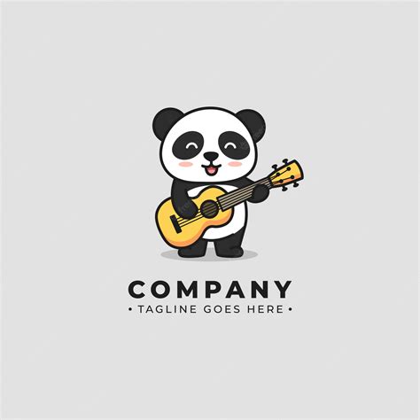 Panda Play Gitar Logo Vector Premium