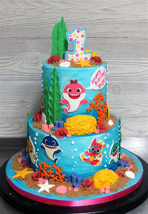 Baby Shark 1st Birthday Cake Shark Birthday Cakes Shark Themed