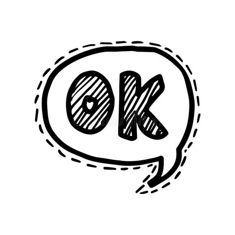 Speech Bubble Ok Doodle Style Sticker Concept With Text Ok Positive