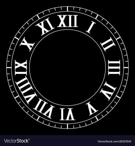 Clock Face With Roman Numerals On Black Background