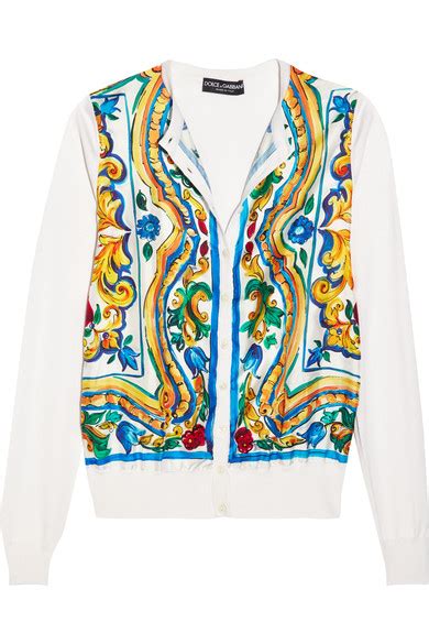 Dolce Gabbana Printed Silk Cardigan Modesens